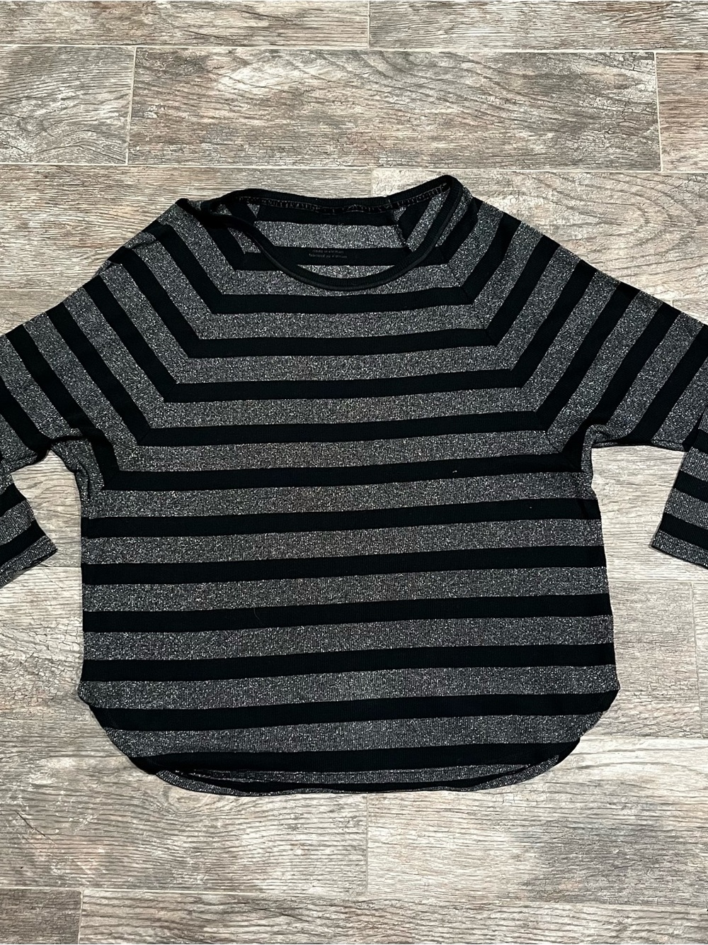 Black & Silver Striped Sparkle Top